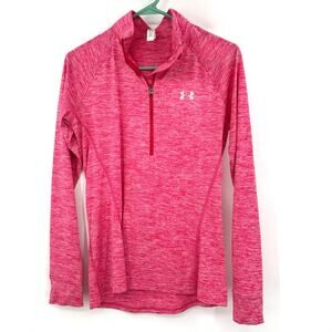 Under Armour Size Small Sweater Pink Heather 1/4 Zip‎ Pullover Track Running Gym
